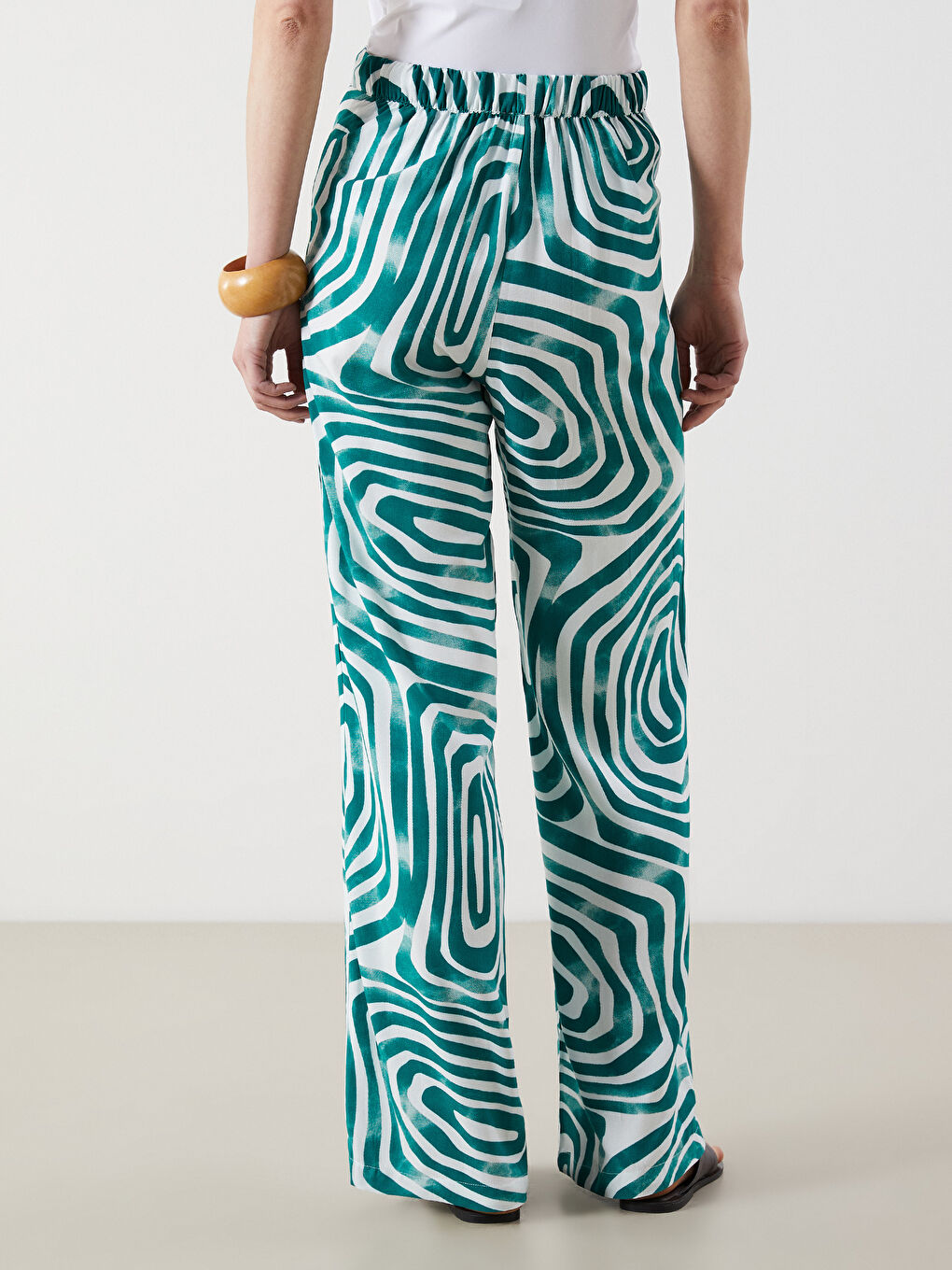 Elasticated Waist Patterned Women's Trousers-3