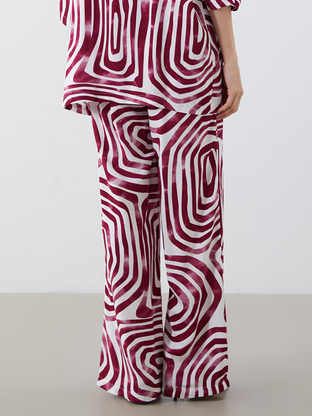 Elasticated Waist Patterned Women's Trousers -S5K538Z8-LTG