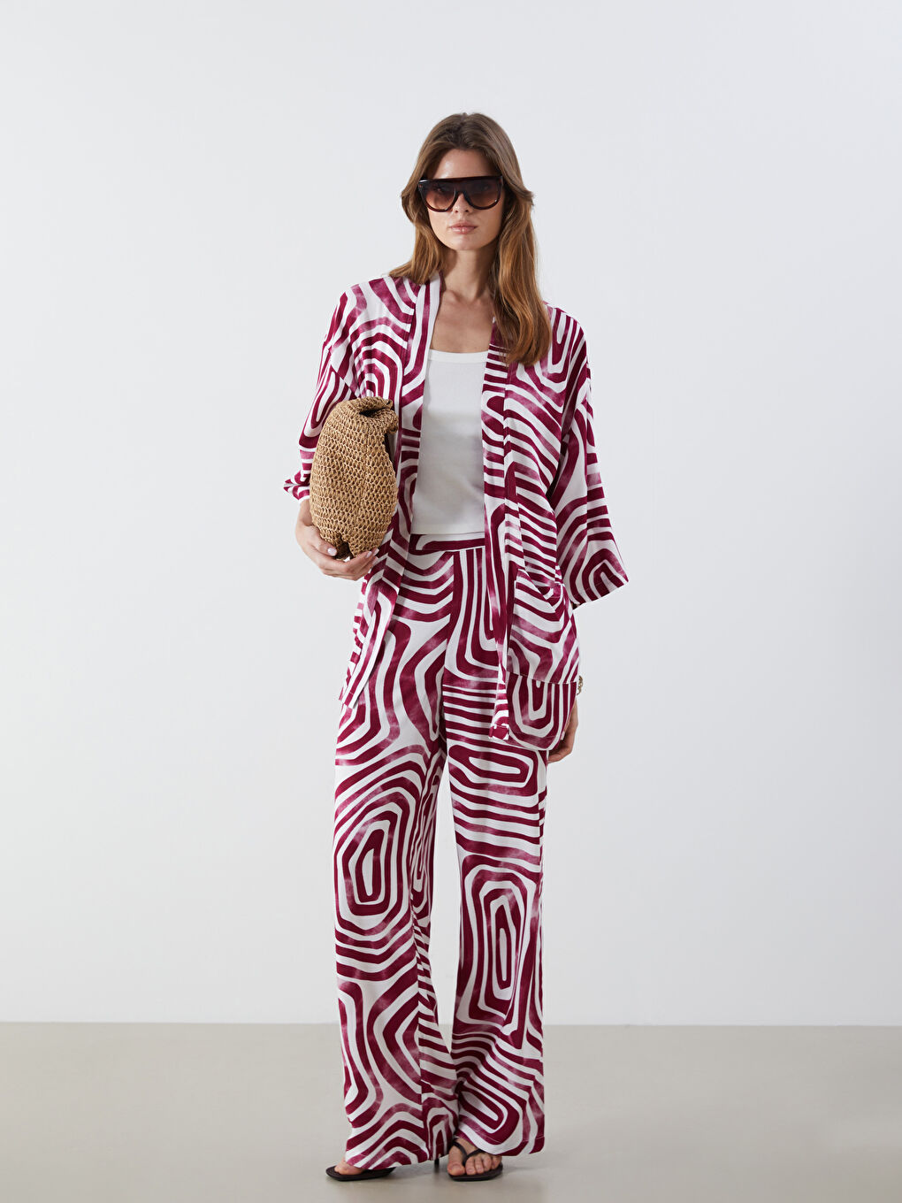 Shawl Collar Patterned Oversize Women's Kimono-1