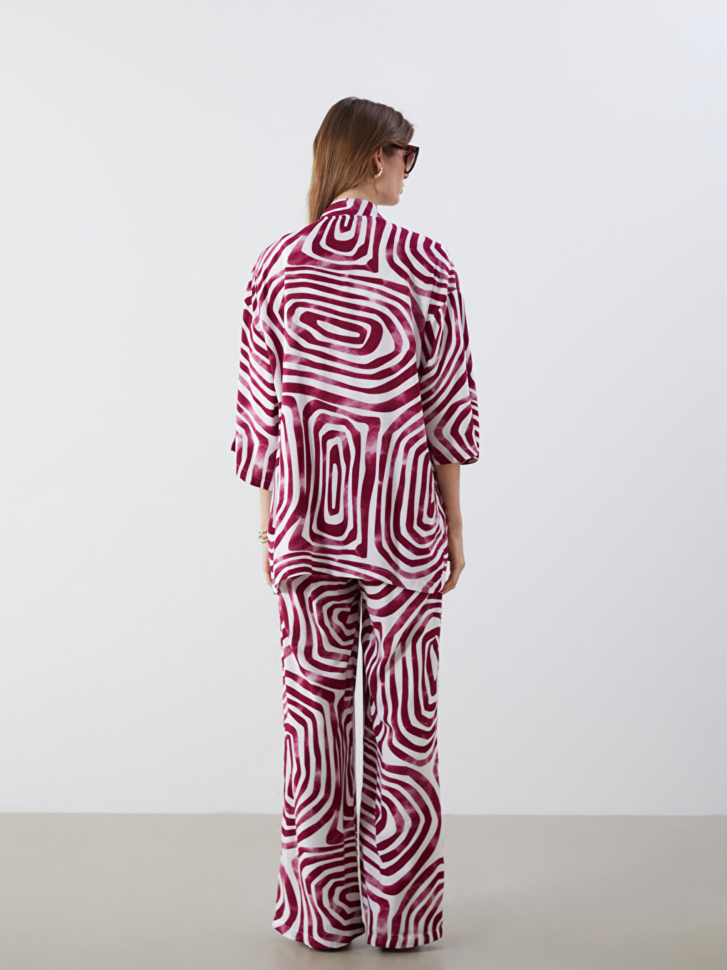 Shawl Collar Patterned Oversize Women's Kimono-3