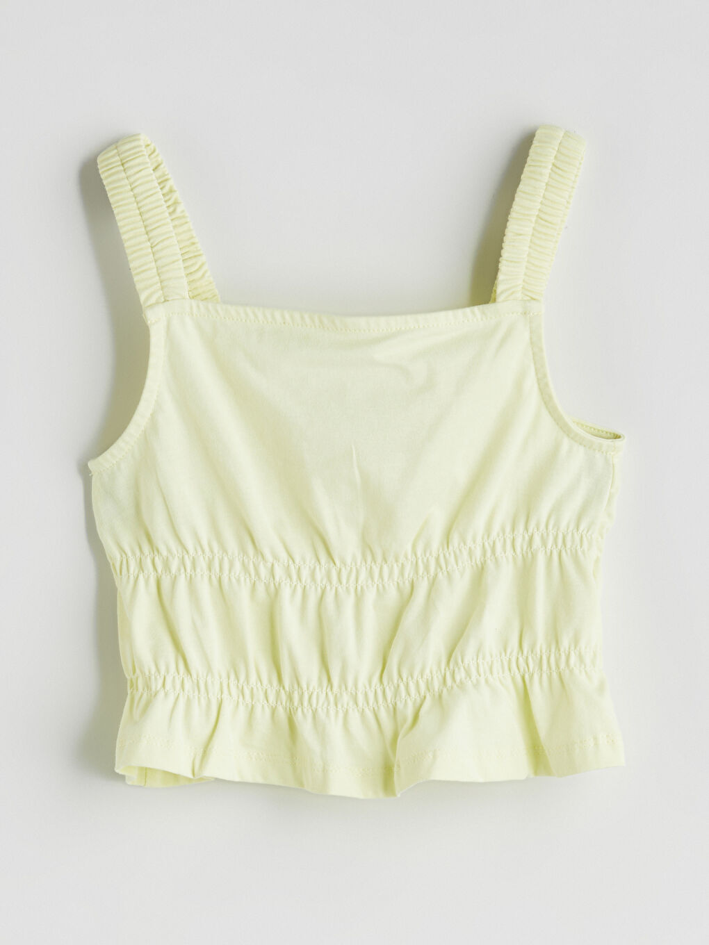 Yeşil Kare Yaka Kız Çocuk Crop Bluz