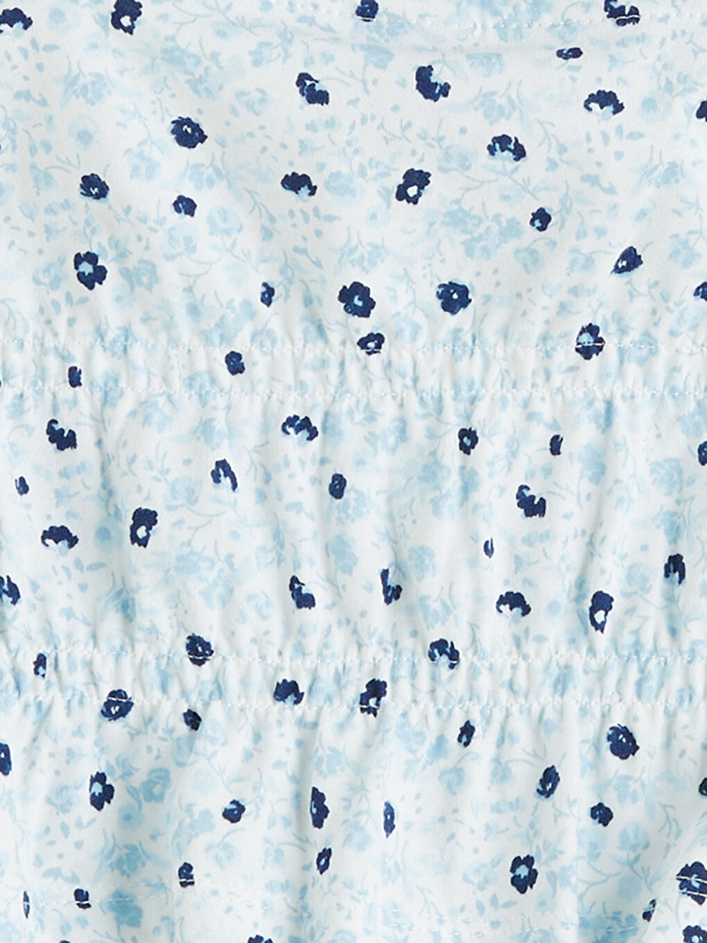 Ekru Kare Yaka Çiçekli Kız Çocuk Crop Bluz-2