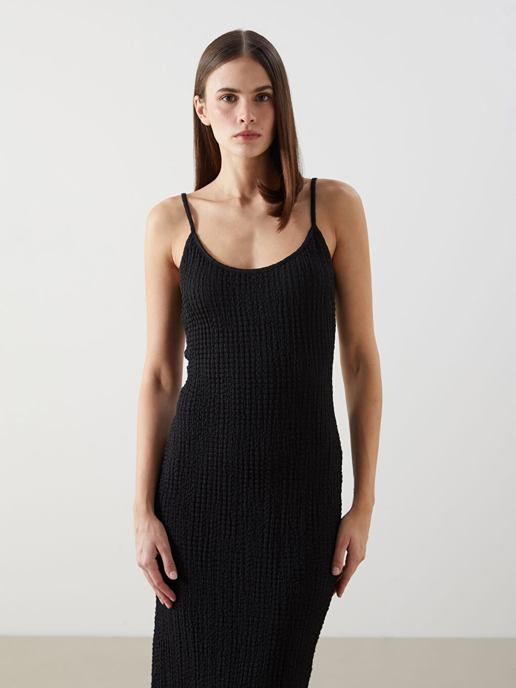 U Neck Textured Women'S Dress -S5K563Z8-CVL