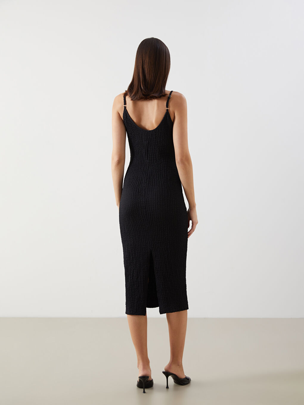 U Neck Textured Women'S Dress -S5K563Z8-CVL