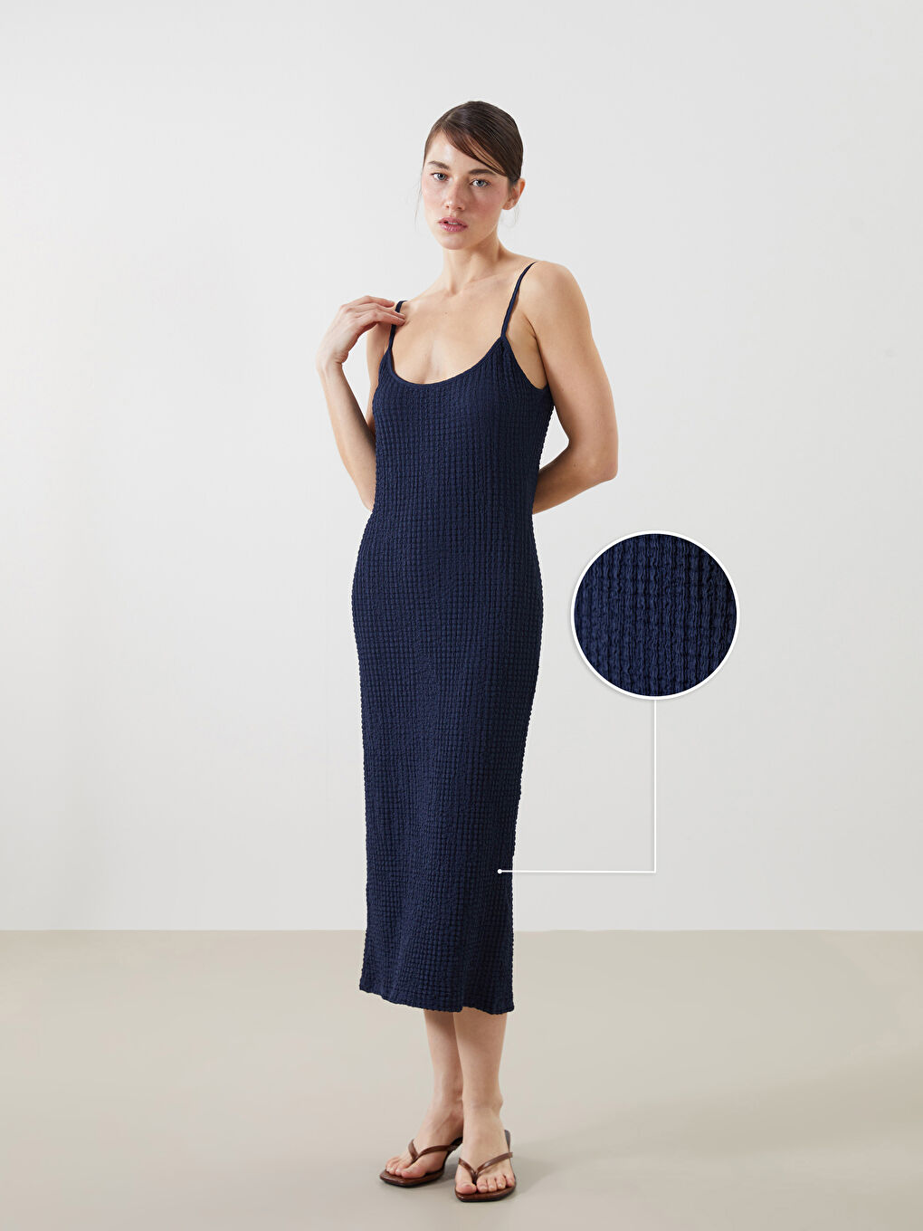 U Neck Textured Women'S Dress -S5K563Z8-HFH