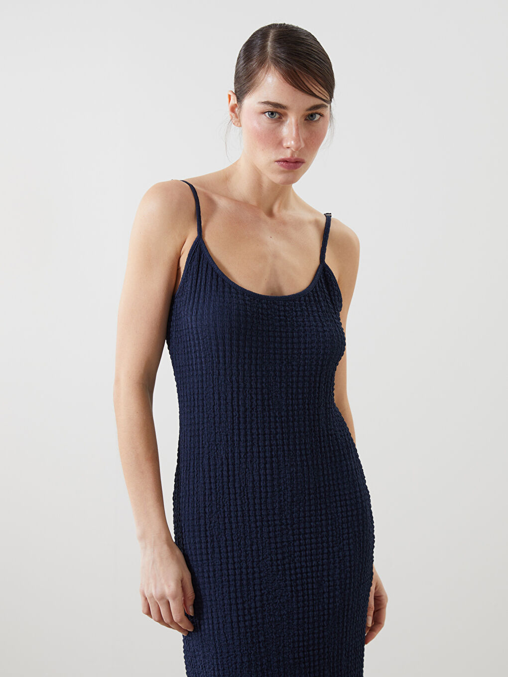 U Neck Textured Women'S Dress -S5K563Z8-HFH