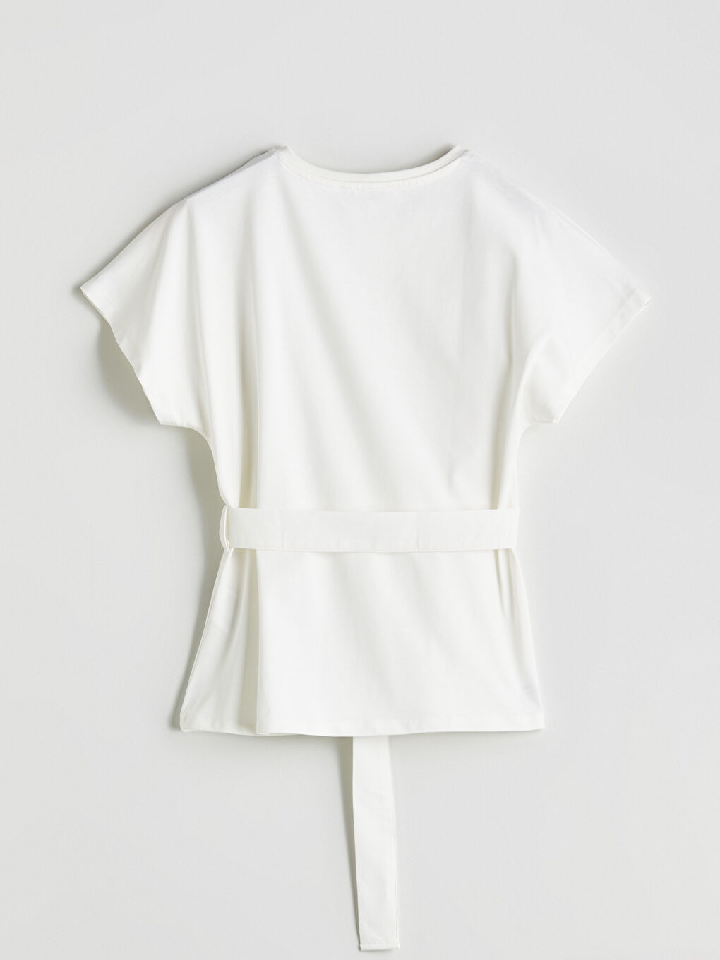 Ekru Bisiklet Yaka Kemerli Bluz-5