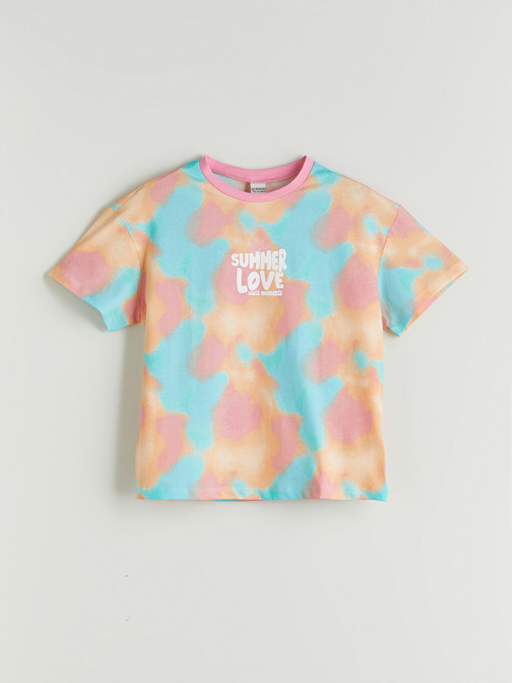 LCW Kids Crew Neck Tie-Dye Pattern Girls' T-Shirt -S5K602Z4-F9C