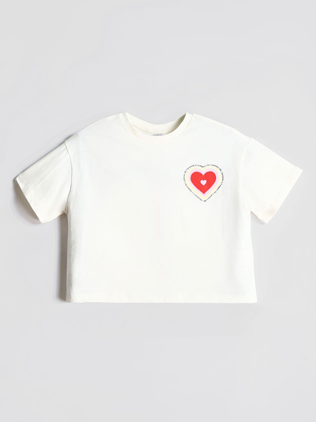 Crew Neck Printed Girls' Crop T-Shirt