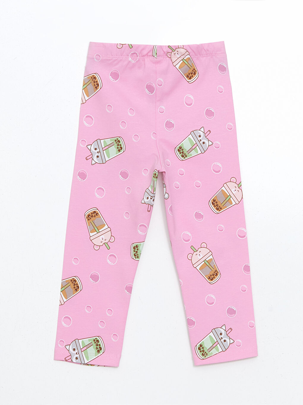 Pembe Beli Lastikli Kız Çocuk Pijama Alt-1
