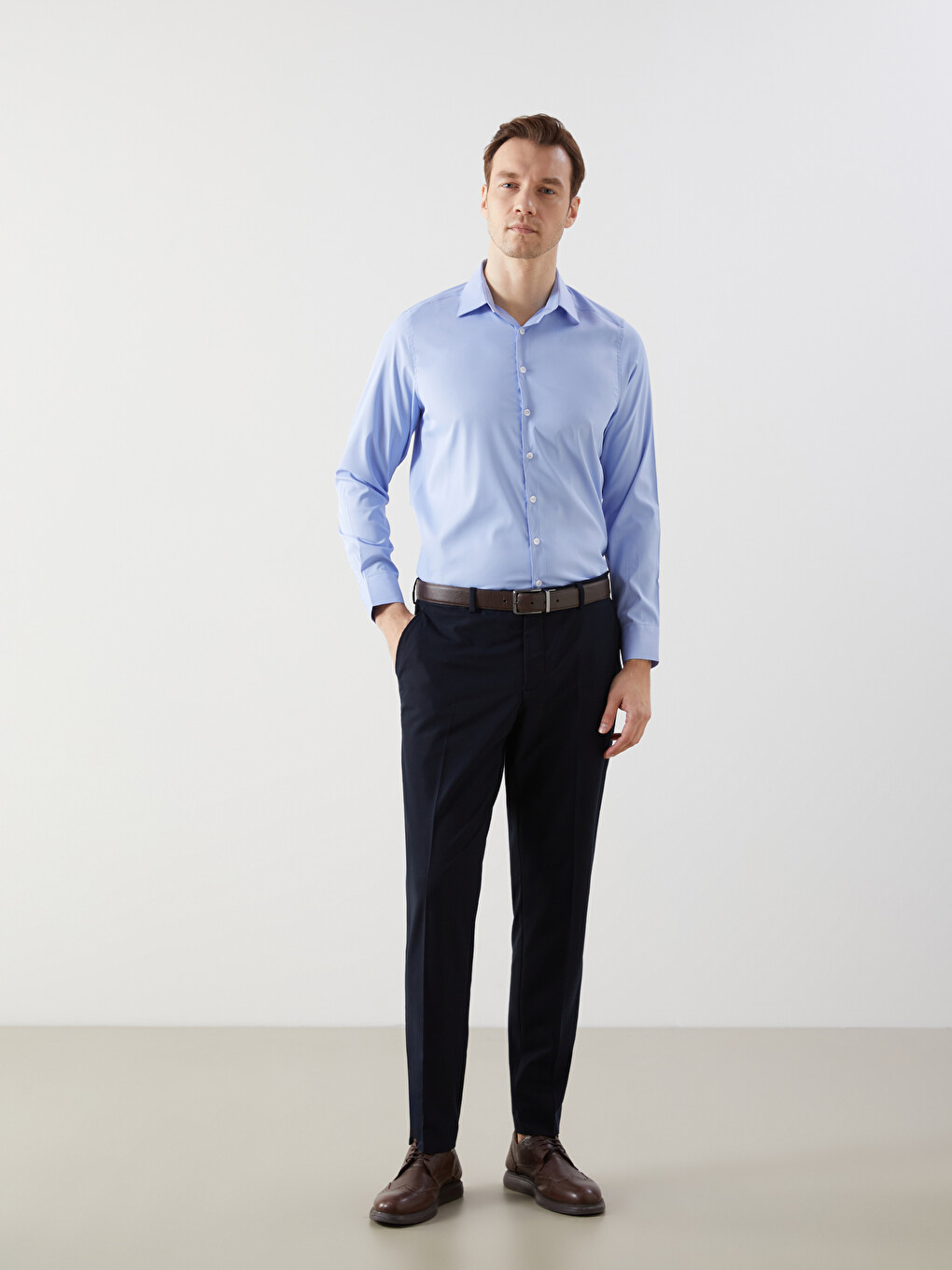 Muška Košulja Dugih Rukava Slim Fit Od Gabardina-3