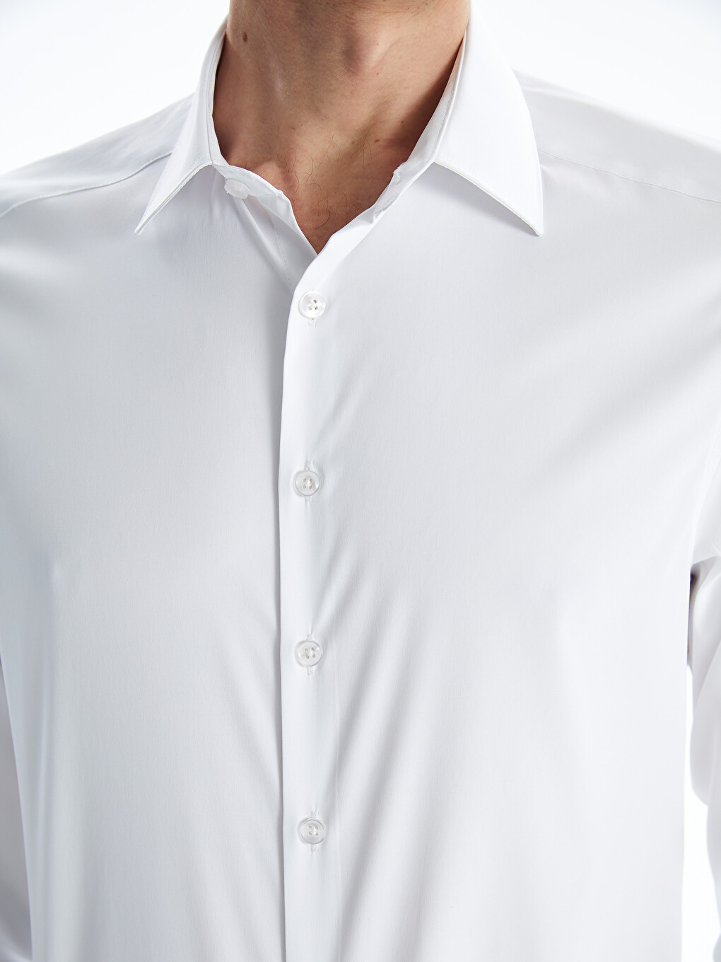 Cămașă Slim Fit Cu Mânecă Lungă Din Gabardină Pentru Bărbați-5