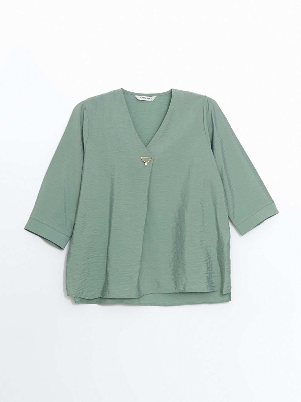 Yeşil V Yaka Kadın Bluz-4