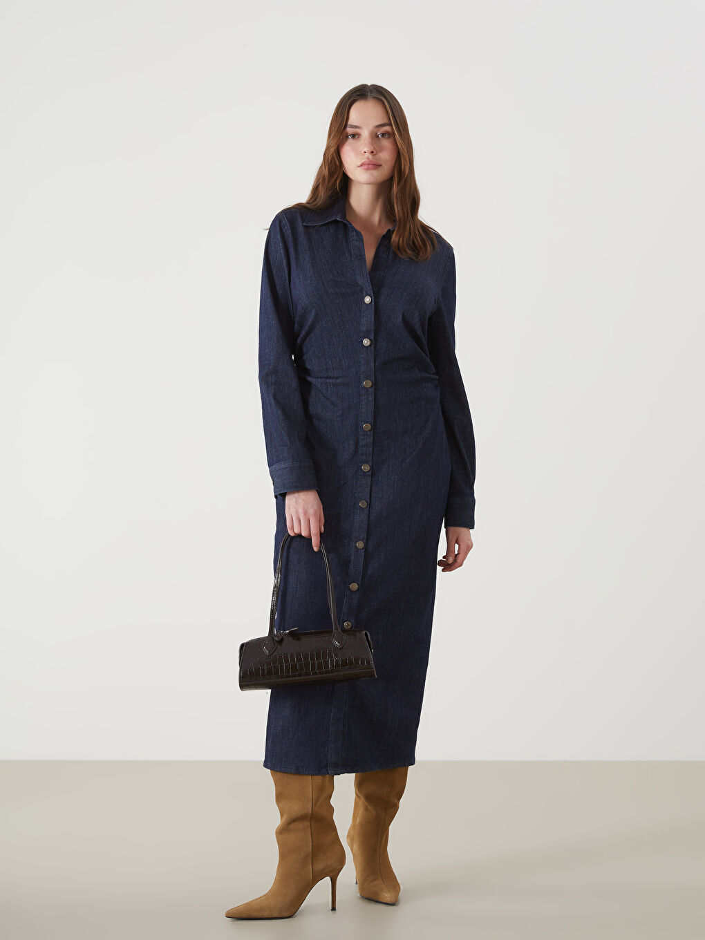 Shirt Collar Women Jean Dress -S5K725Z8-309