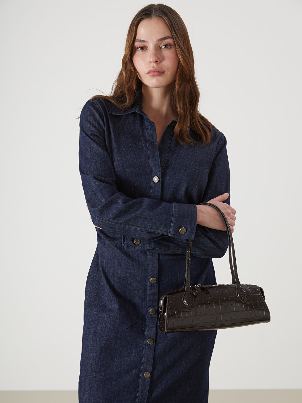 Shirt Collar Women Jean Dress -S5K725Z8-309
