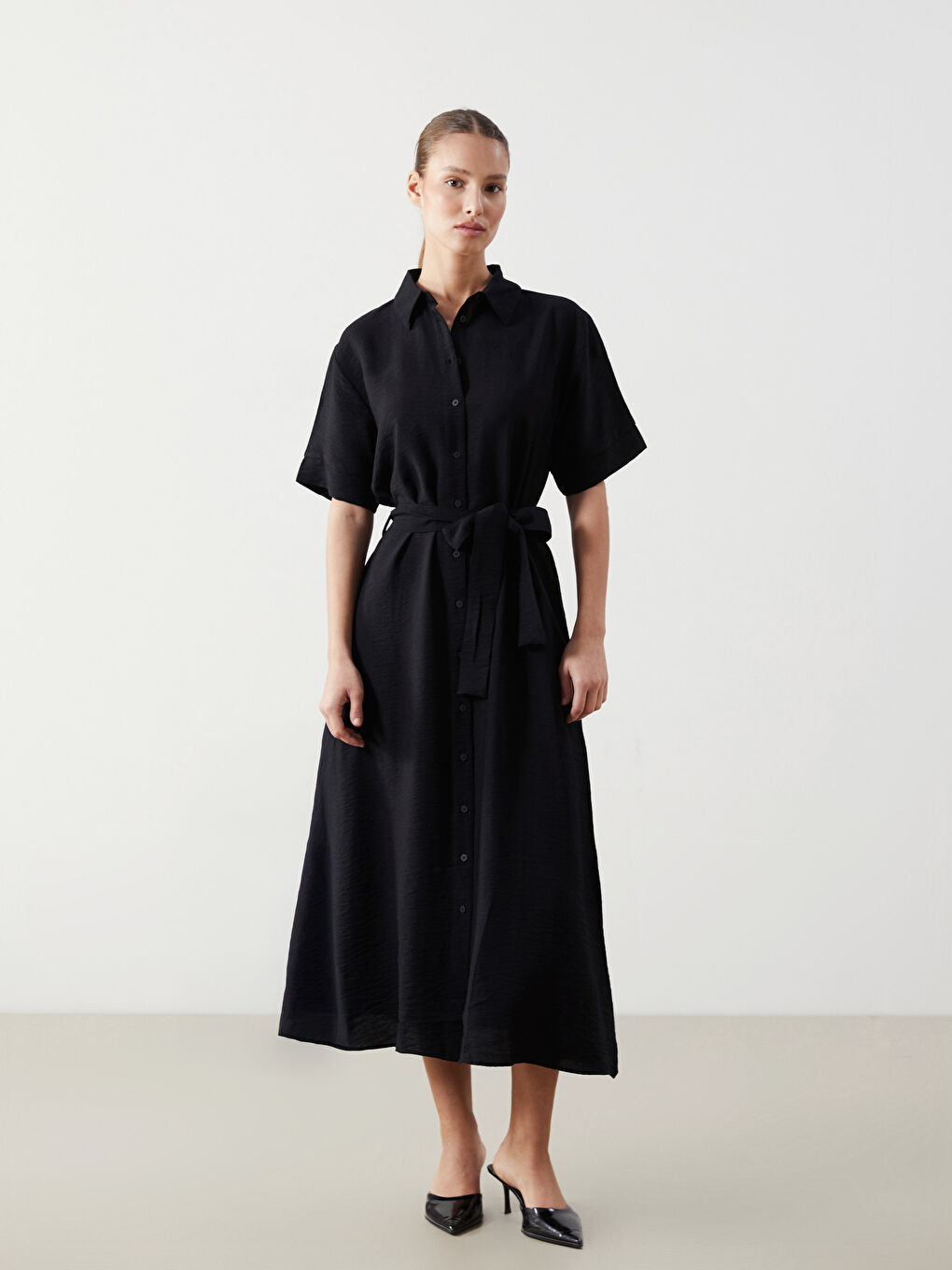 Short Sleeve Women Shirt Dress -S5K727Z8-CVL