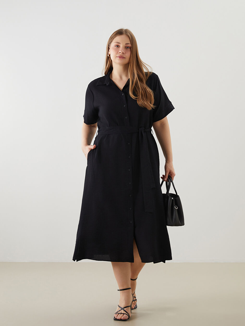Short Sleeve Women Shirt Dress -S5K727Z8-CVL