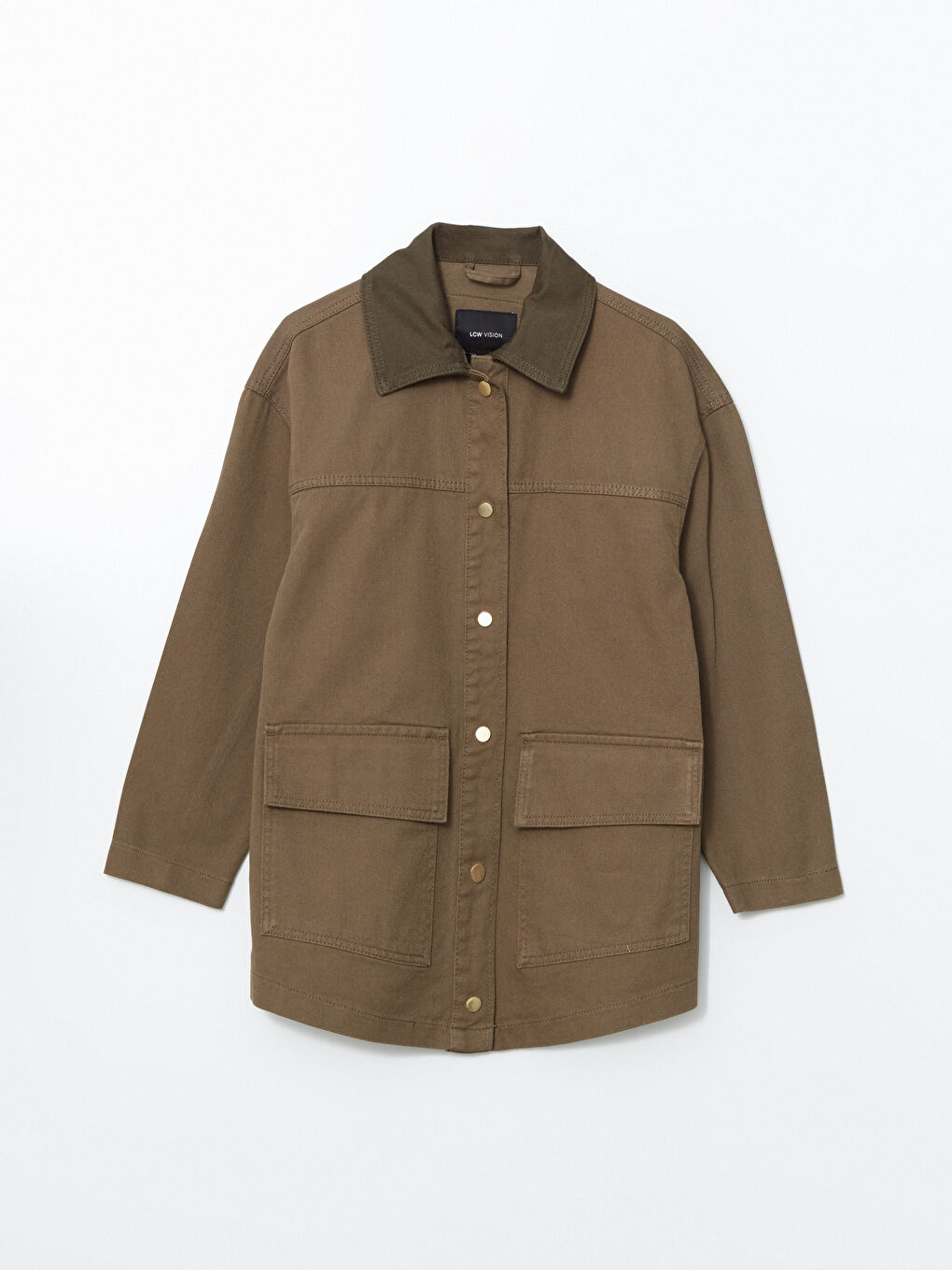 Haki Loose Fit Kadın Gömlek Ceket-5