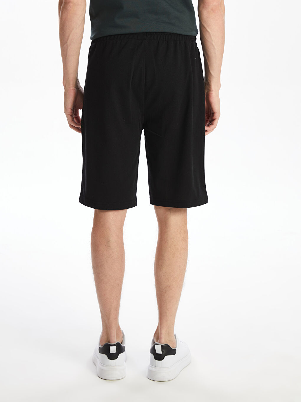 Siyah Standart Kalıp Pike Erkek Şort-4