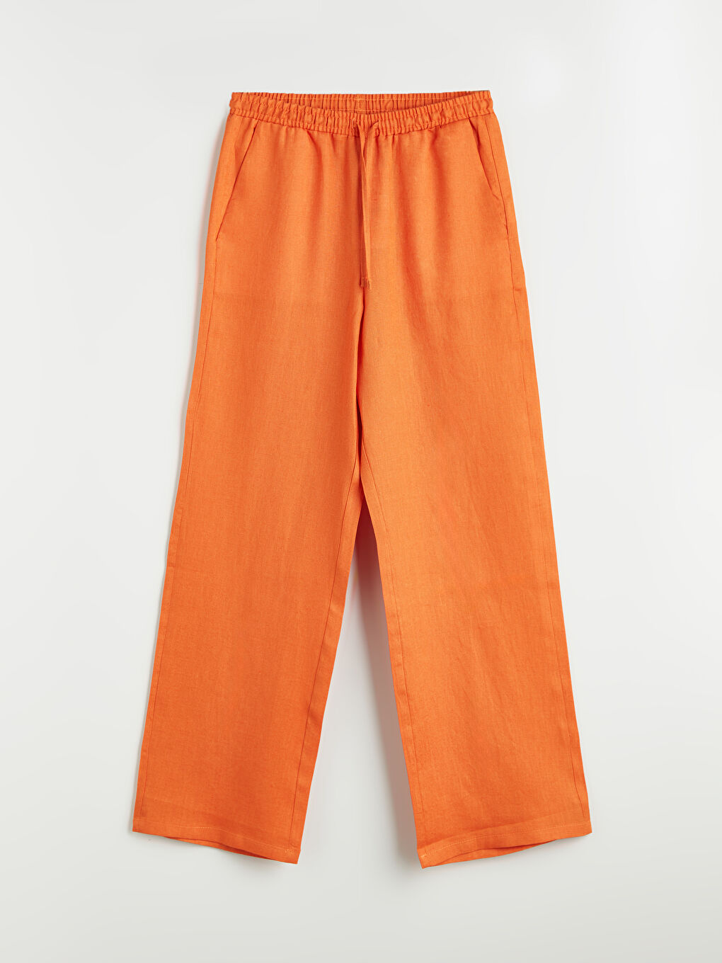 Elasticated Waist Linen Women's Trousers -S5K746Z8-GKV