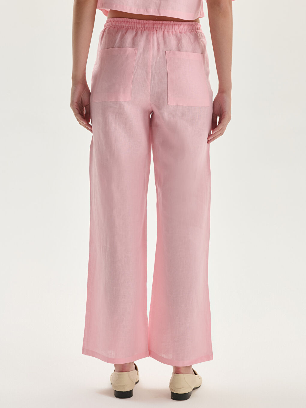 Elasticated Waist Linen Women's Trousers -S5K746Z8-QX9