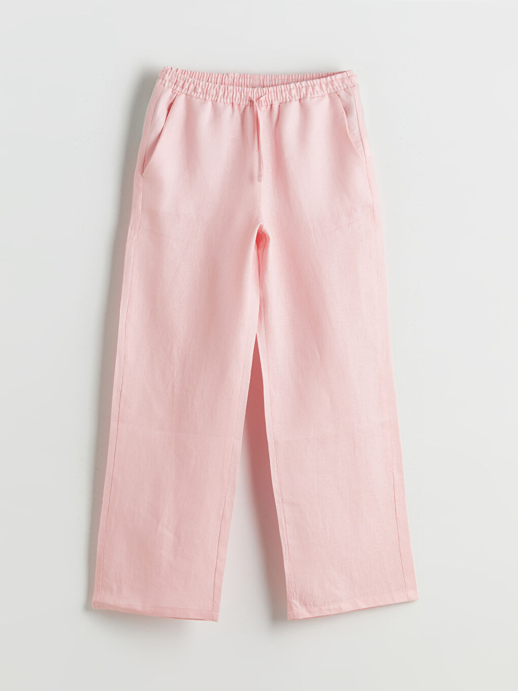 Elasticated Waist Linen Women's Trousers -S5K746Z8-QX9