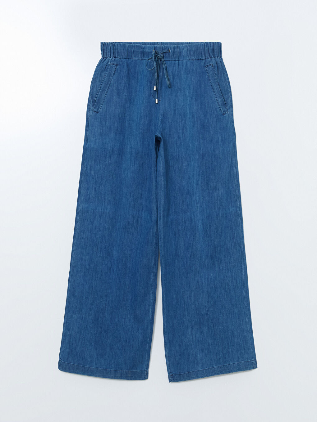 LCW Modest Indigo Beli Lastikli Wideleg Kadın Jean Pantolon - 4