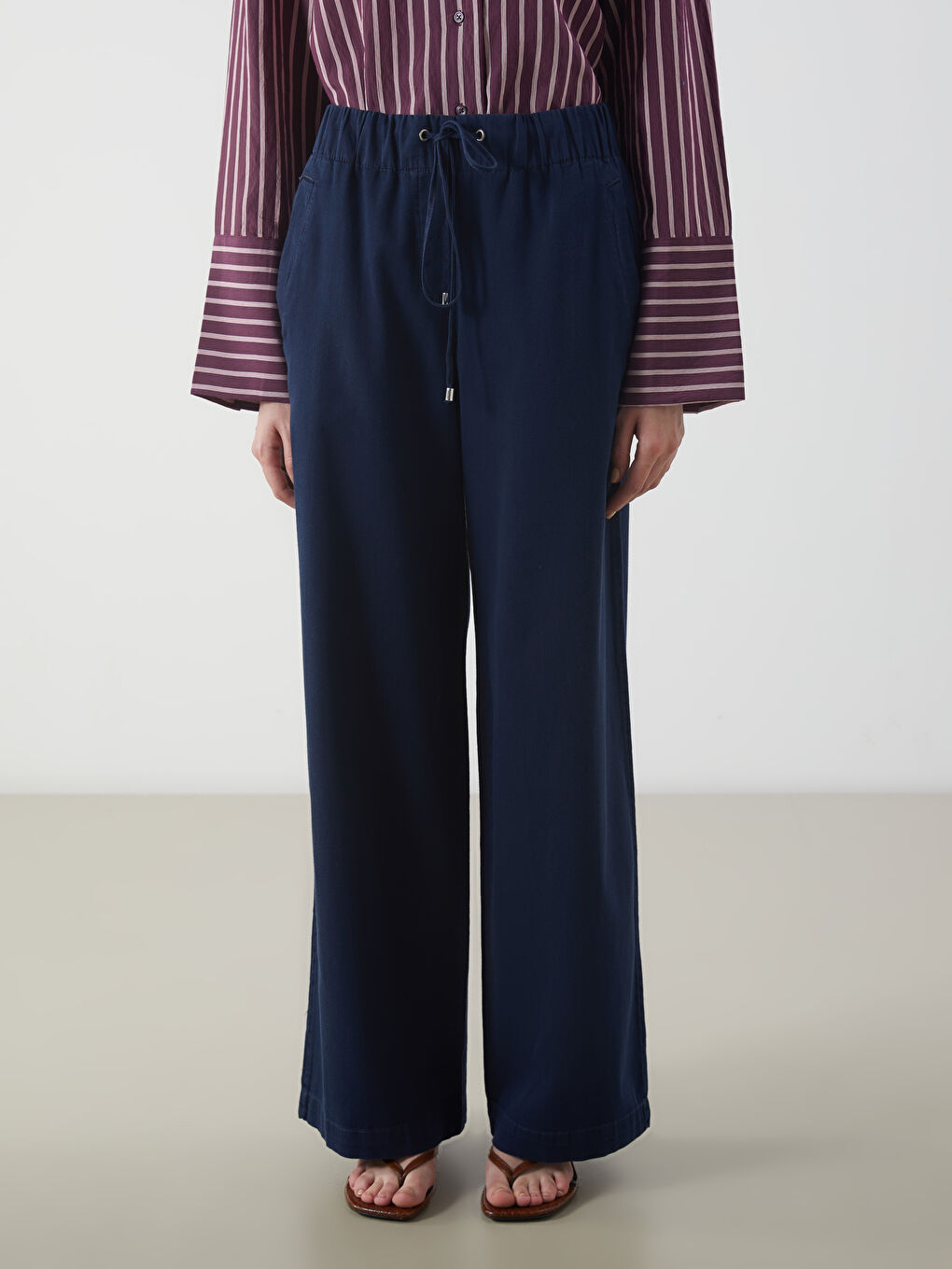 LCW Modest Elastic Waist Wide Leg Women's Jeans -S5K761Z8-H45