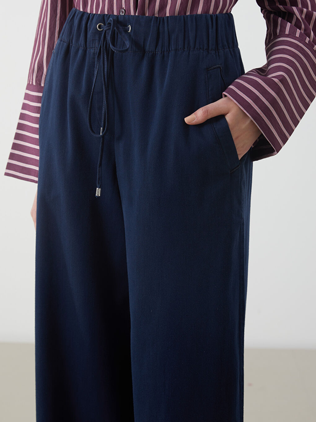 LCW Modest Elastic Waist Wide Leg Women's Jeans -S5K761Z8-H45