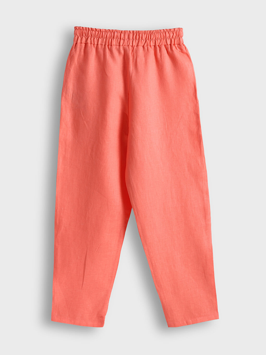 100% Linen Women's Elastic Waist Trousers-1