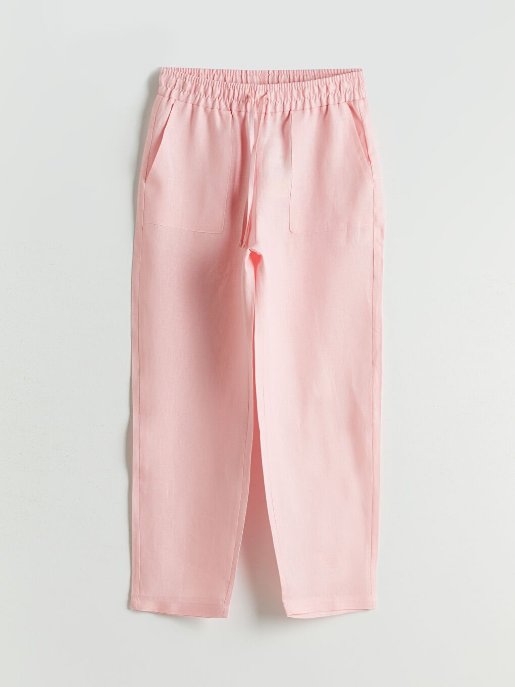 Elasticated Waist Linen Women's Trousers -S5K763Z8-QX9