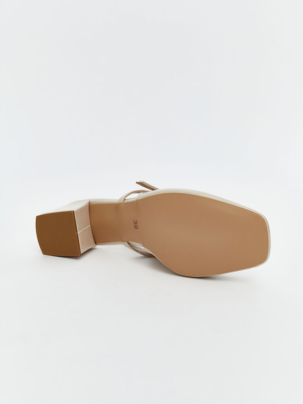 Bej Deri Görünümlü Kadın Topuklu Ayakkabı-3