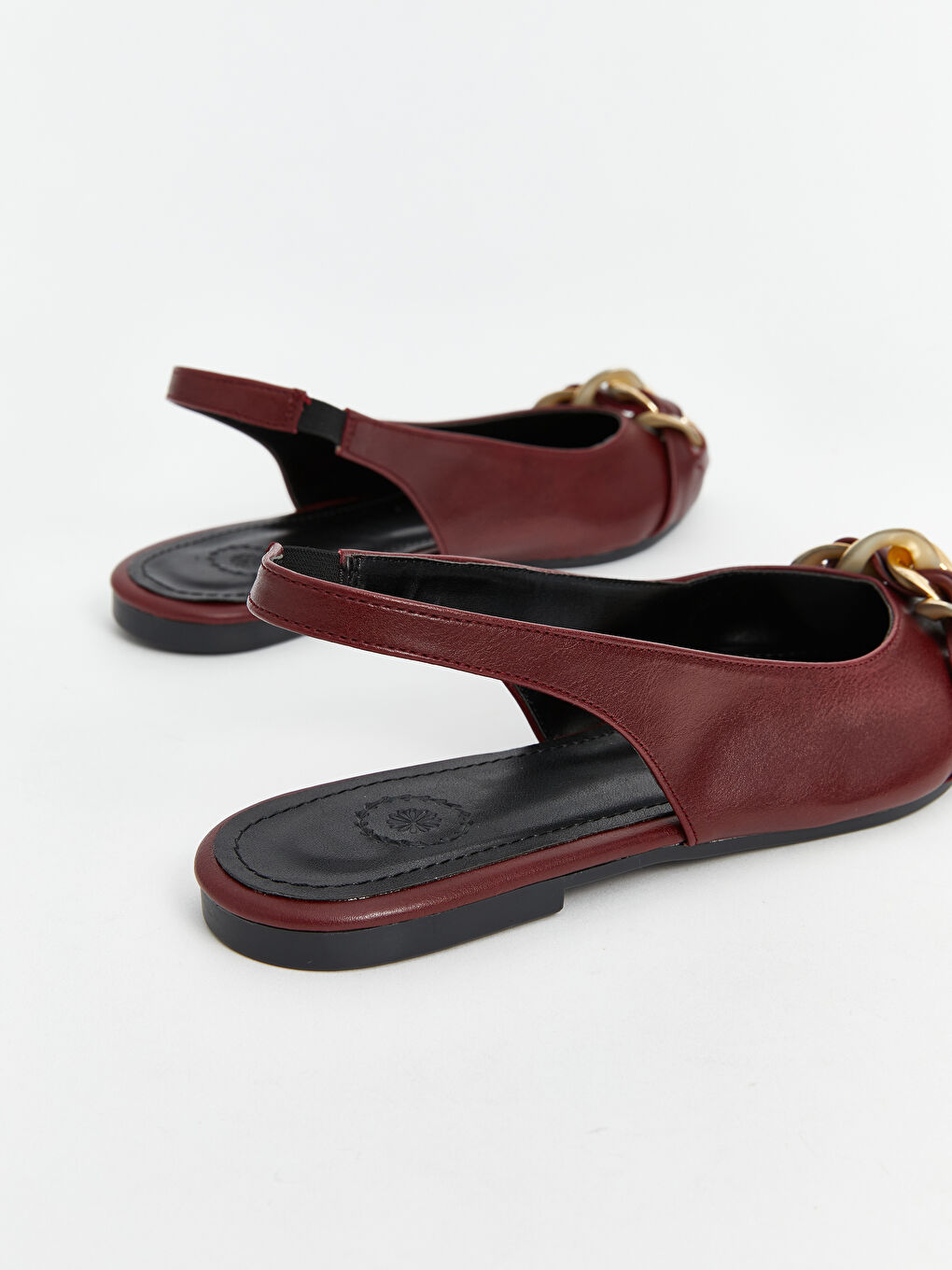 Leather Look Metal Applique Detailed Women's Ballerinas -S5K782Z8-A6J