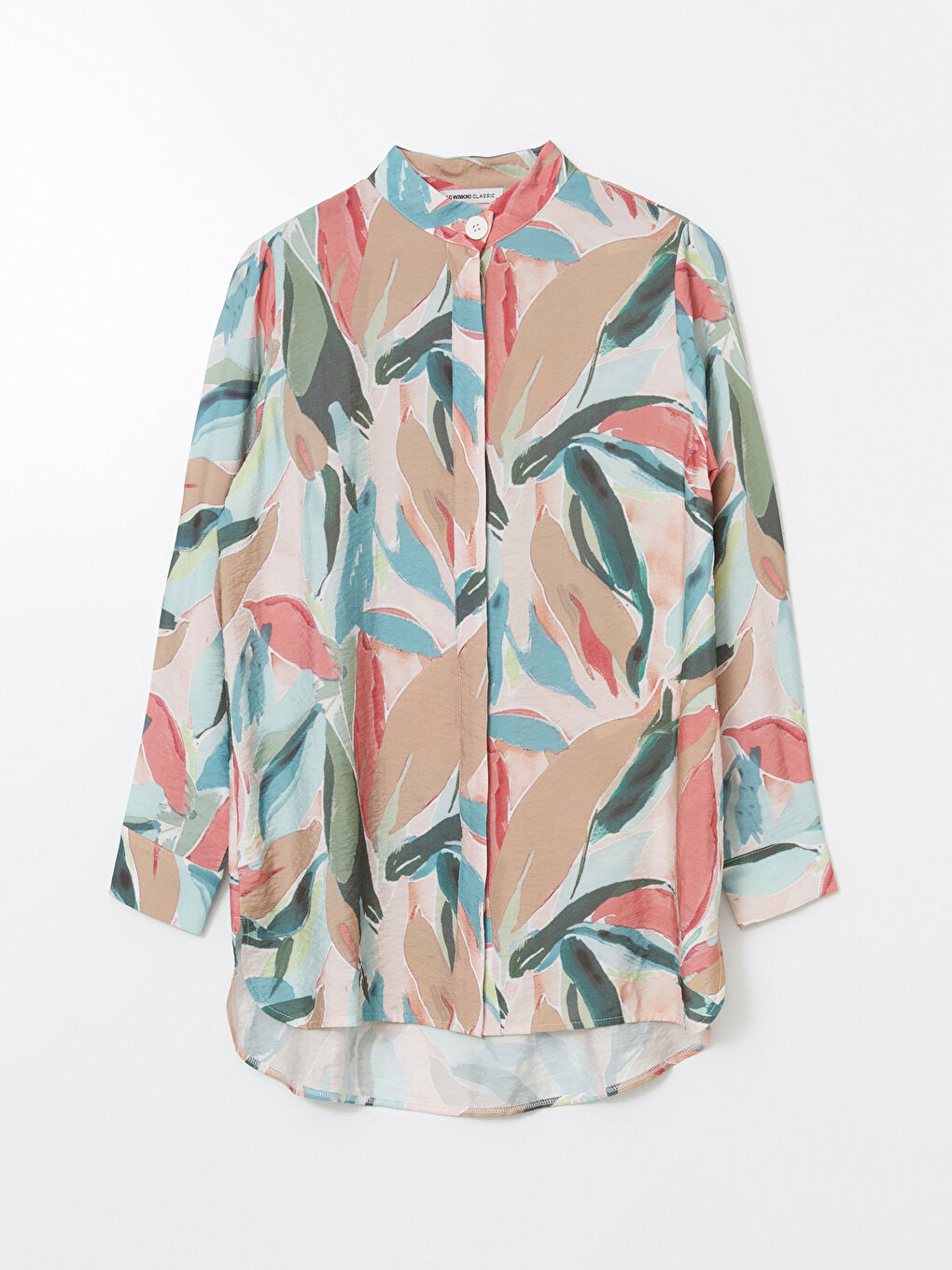 Mandarin Collar Patterned Women's Shirt Tunic -S5K799Z8-LQB