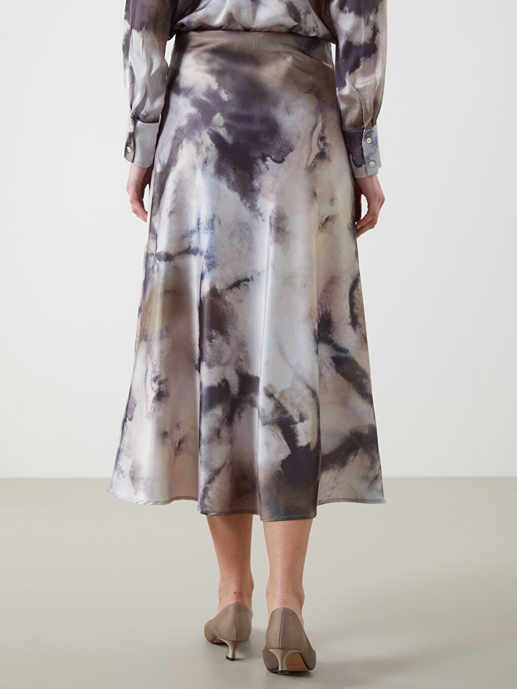 Standard Fit Batik Patterned Satin Women'S Skirt -S5K806Z8-LQY