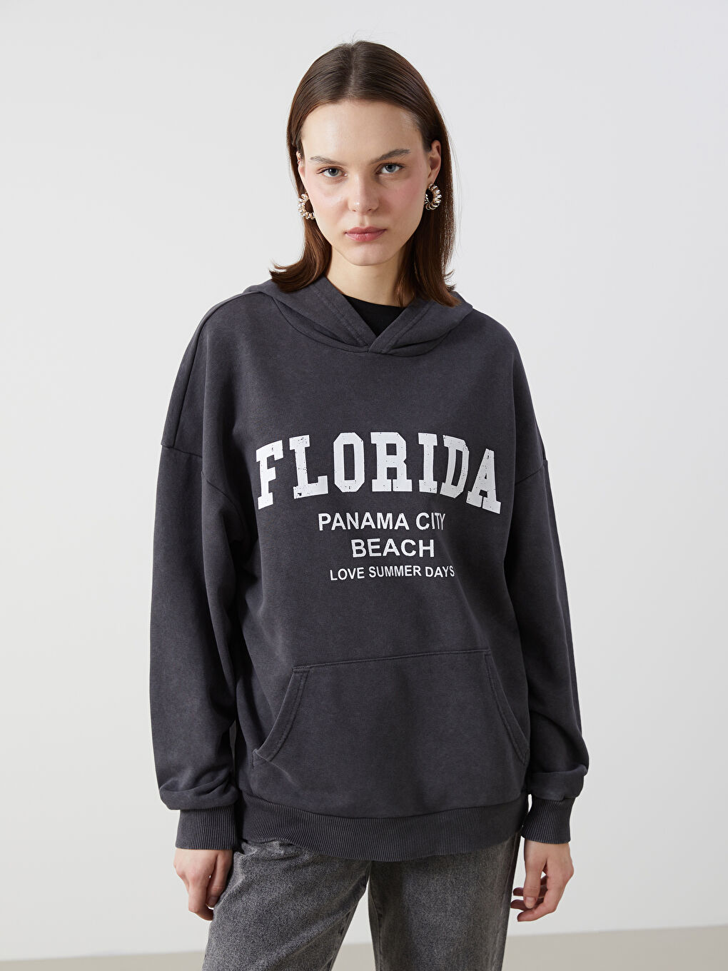 Florida Printed Oversize Women's Hoodie -S5K820Z8-DC4
