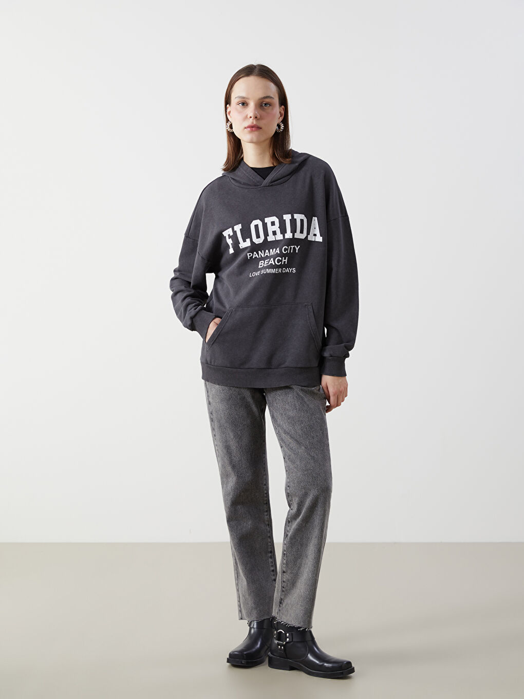 Florida Printed Oversize Women's Hoodie -S5K820Z8-DC4