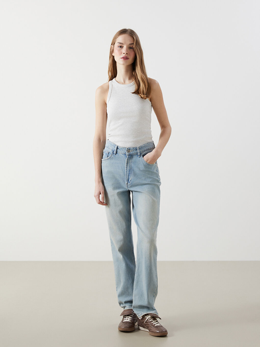 Crew Neck Textured Women's Tank Top -S5K876Z8-LAL