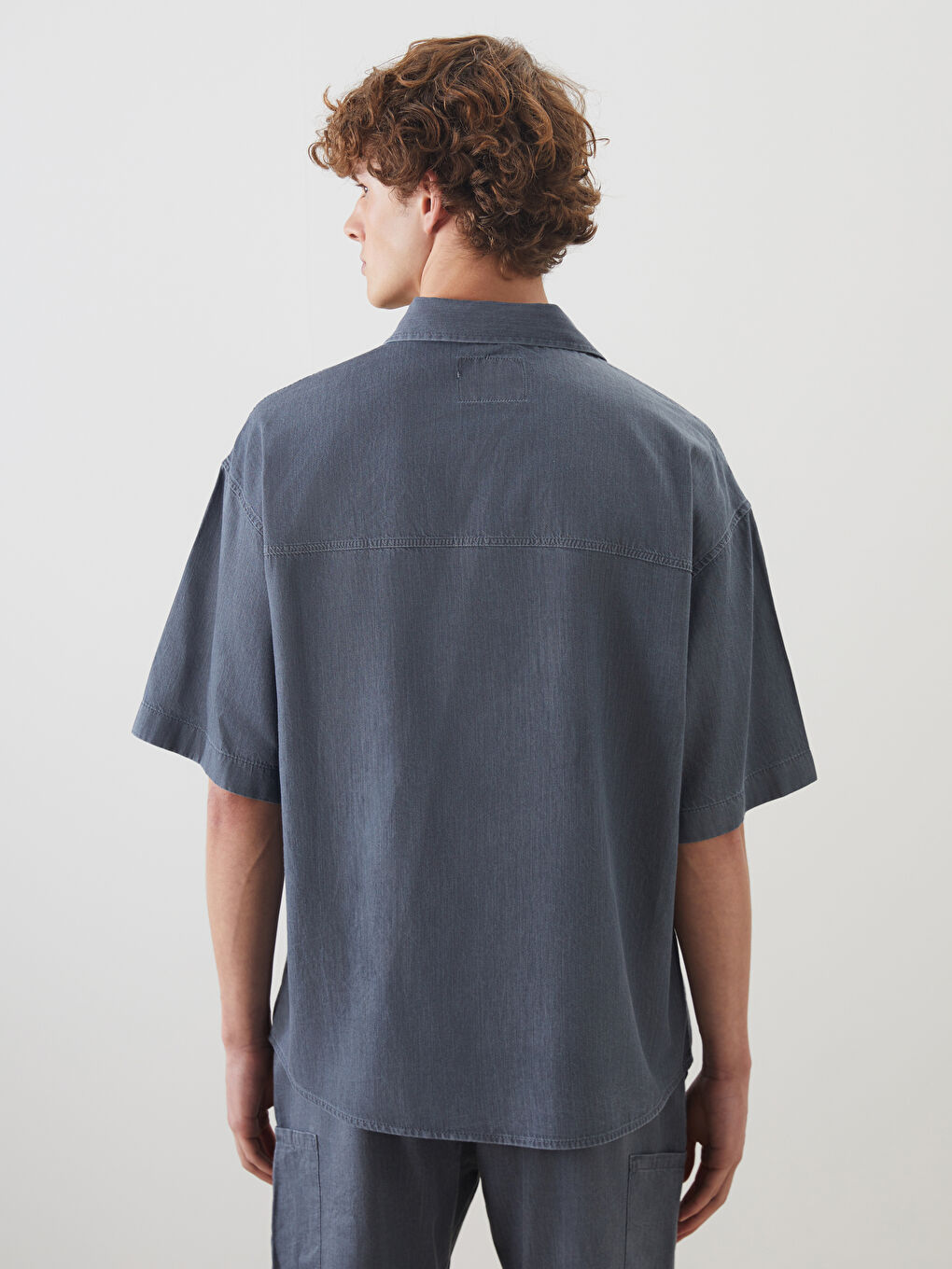 Relaxed Fit Short Sleeve Men's Denim Shirt -S5K879Z8-H6Q