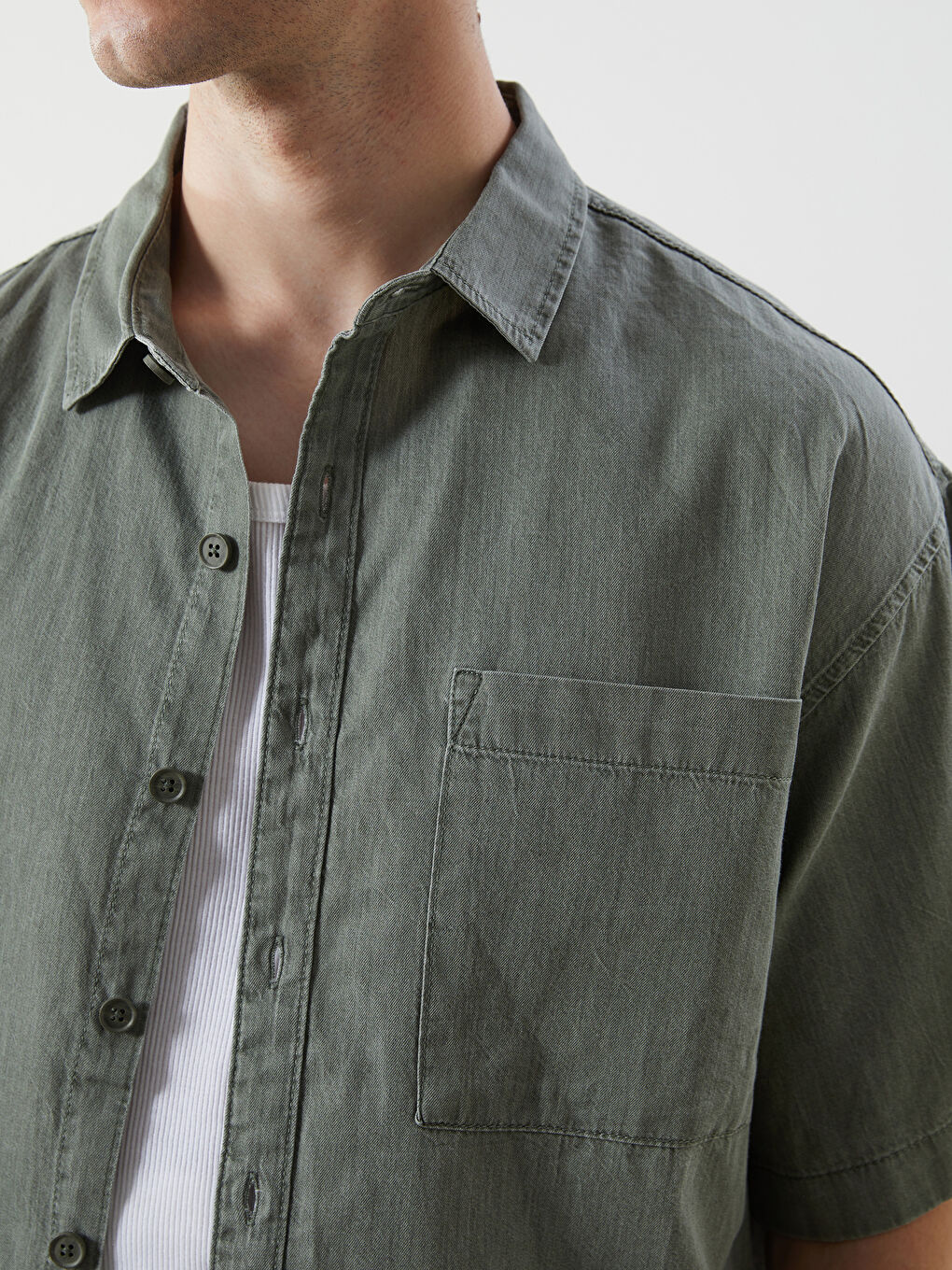 Relaxed Fit Short Sleeve Men's Denim Shirt -S5K881Z8-CS4