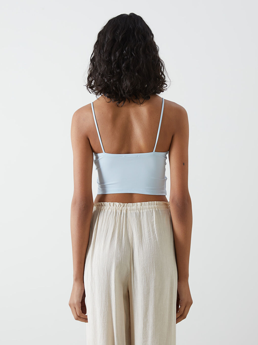 V-Neck Plain Strappy Women's Crop Top -S5K901Z8-Z0P