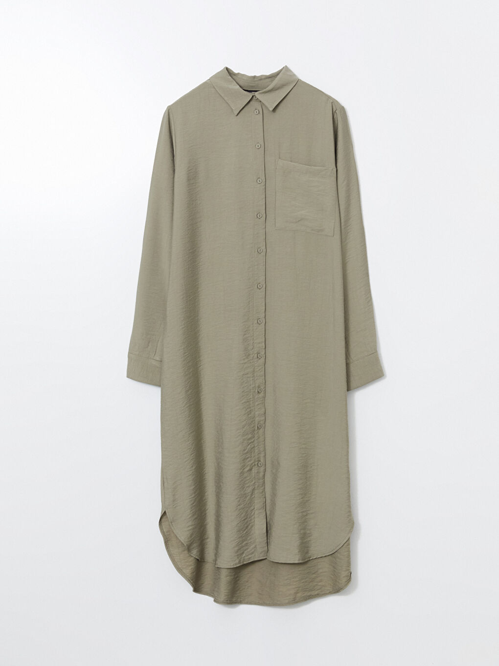 Yeşil Dokulu Krinkle Kadın Gömlek Tunik-4