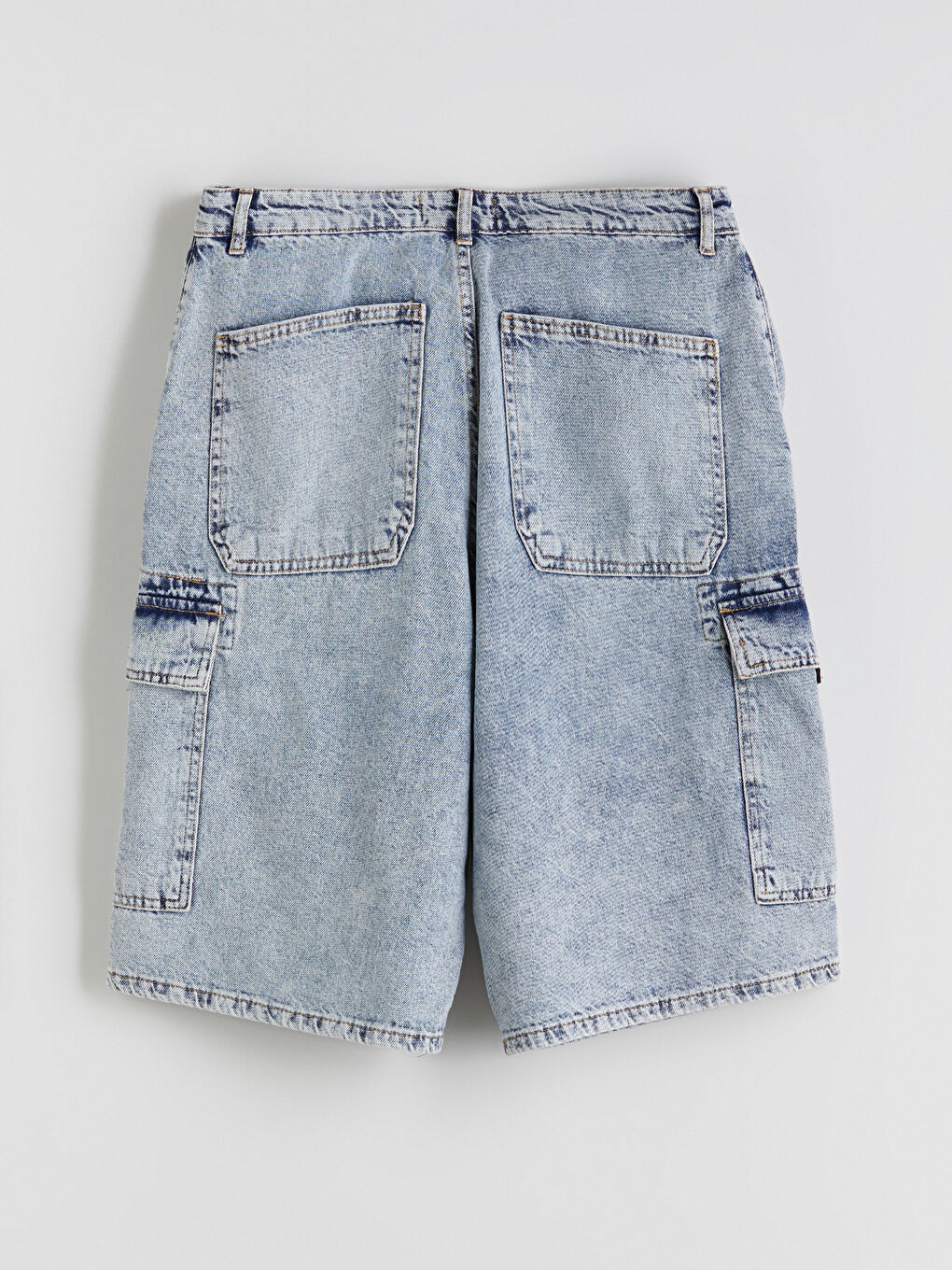 İndigo Rahat Kalıp Erkek Jean Şort-5