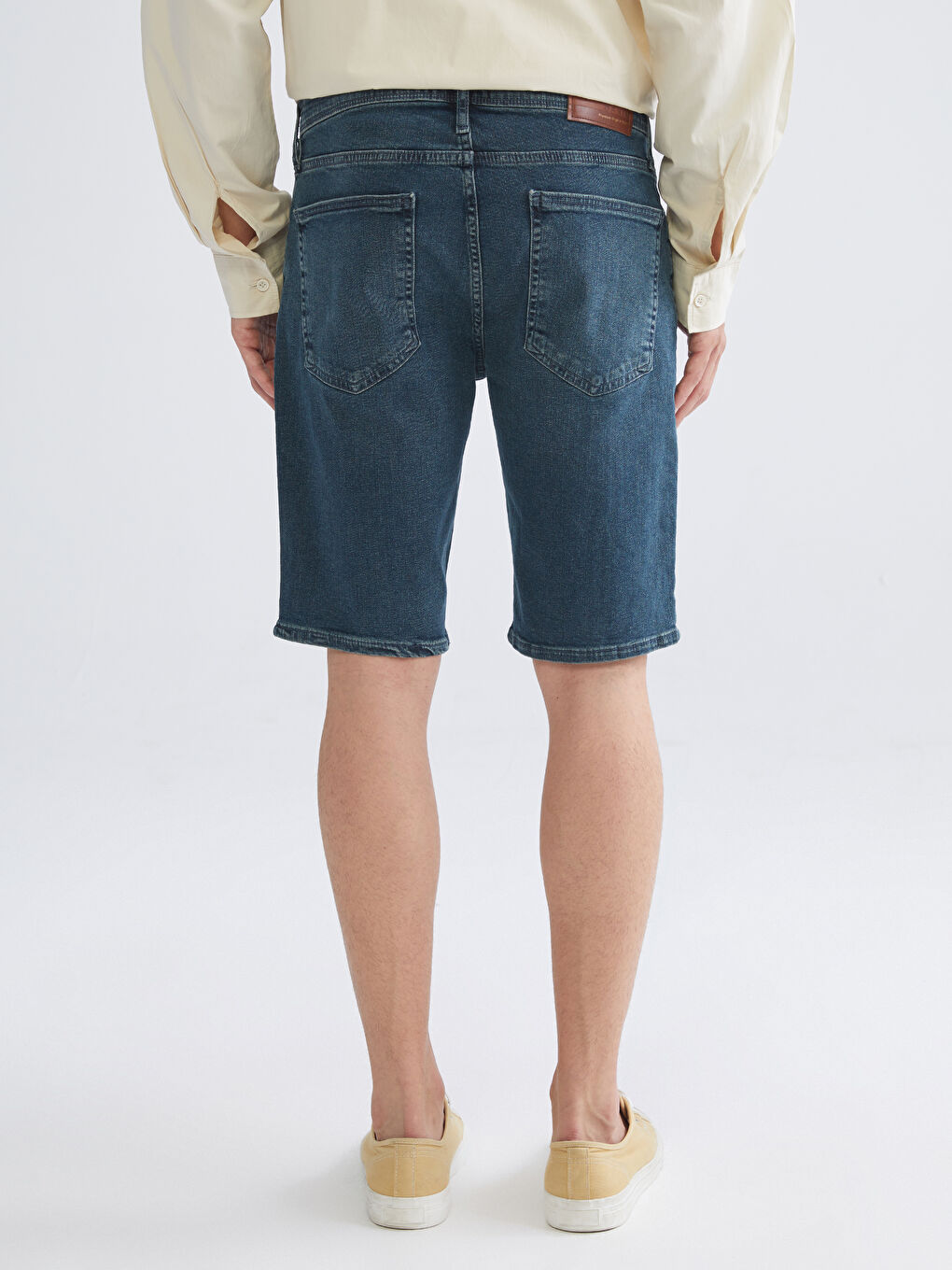 İndigo Slim Fit Erkek Jean Şort-6