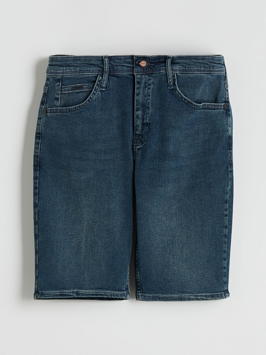 İndigo Slim Fit Erkek Jean Şort-8