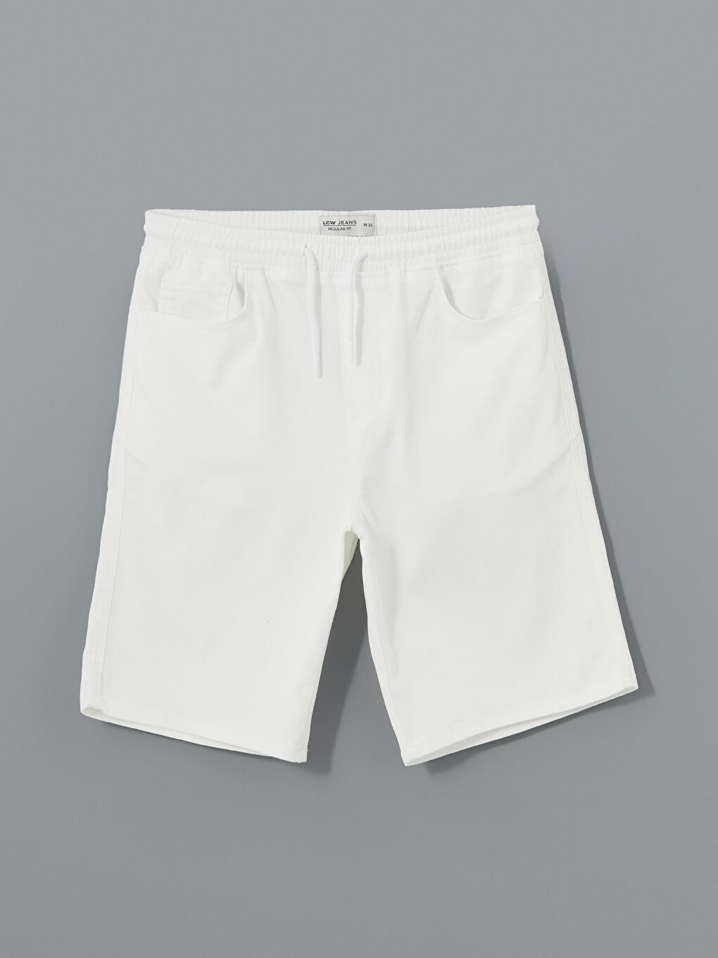 Beyaz Standart Kalıp Erkek Jean Şort-4