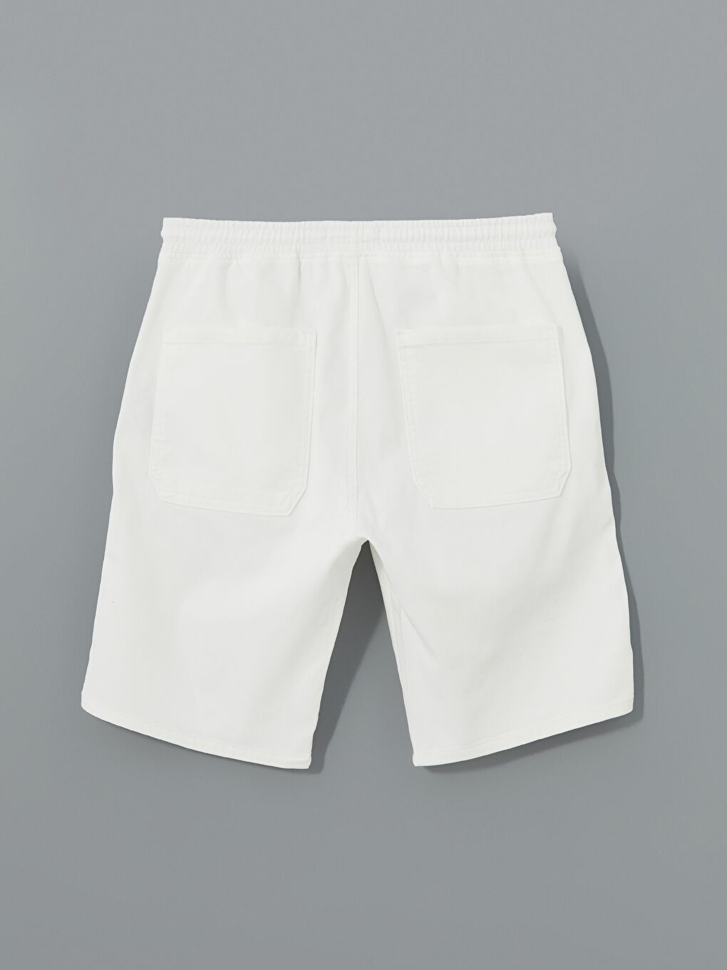 Beyaz Standart Kalıp Erkek Jean Şort-5