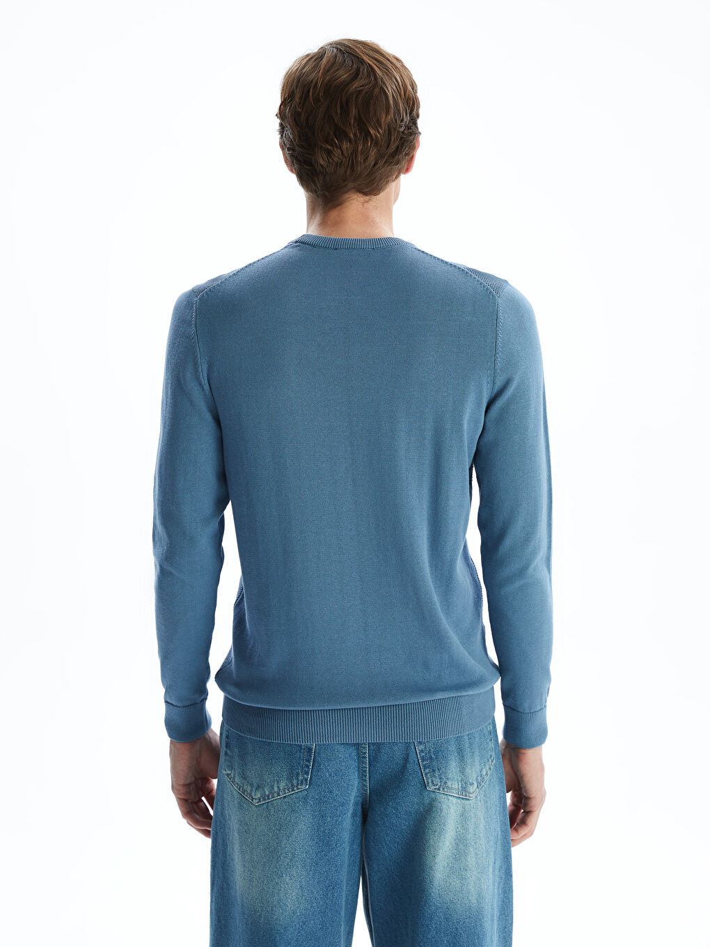 Crew Neck Long Sleeve Men's Tricot Sweater-7