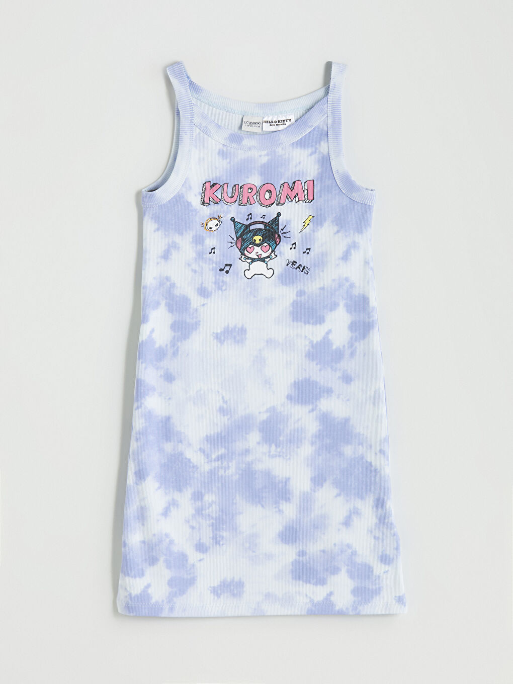 Lila Bisiklet Yaka Kuromi Baskılı Kız Çocuk Elbise