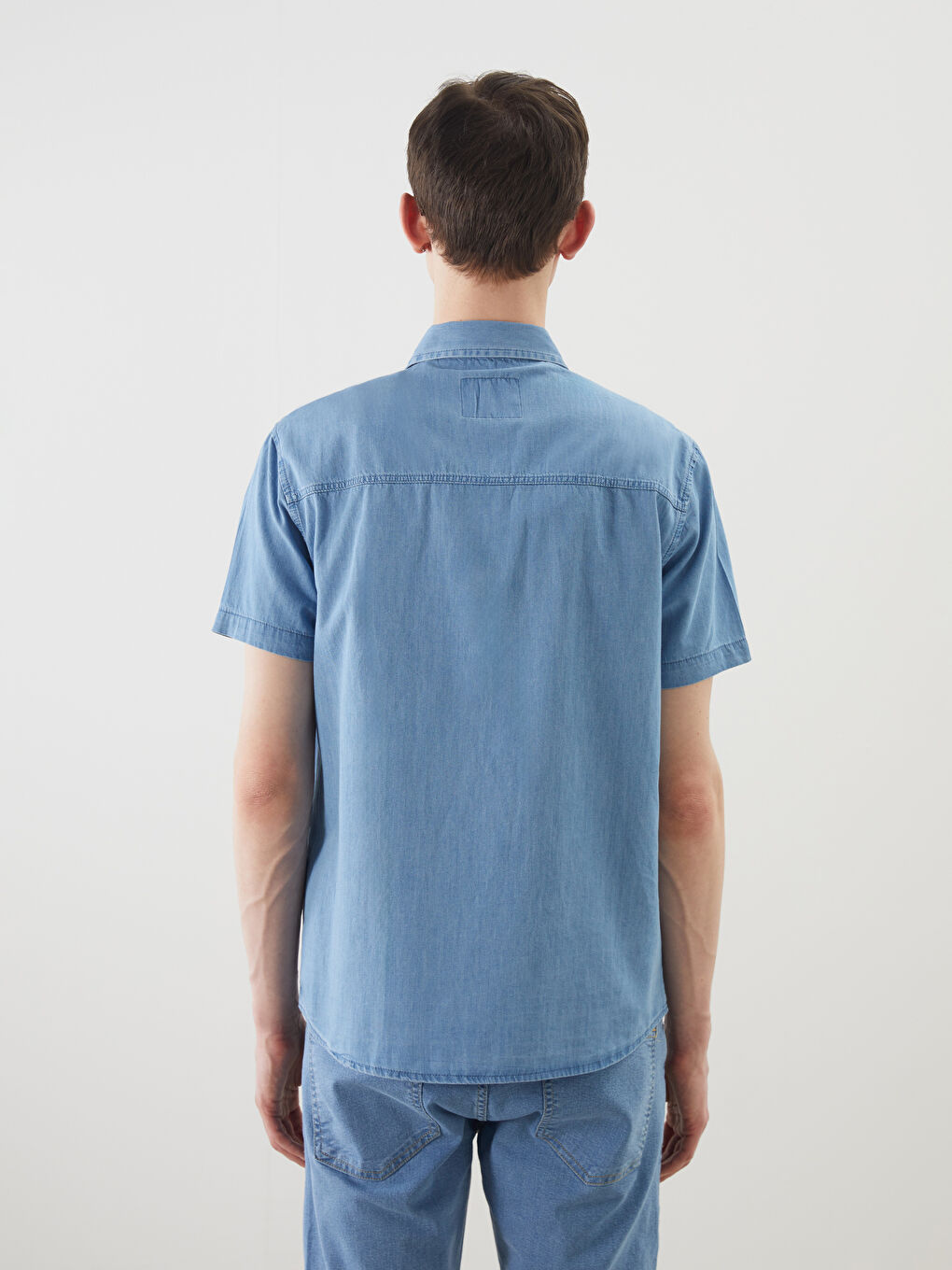 Regular Fit Short Sleeve Men's Jean Shirt -S5KA57Z8-H45
